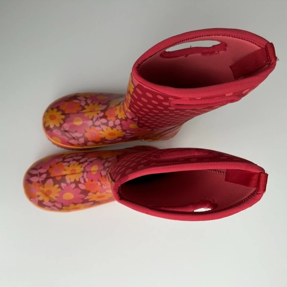BOGS Girls EUC Flower Dots Rubber Waterproof Insulated Boots Kids Size 5 Pink - Picture 2 of 8